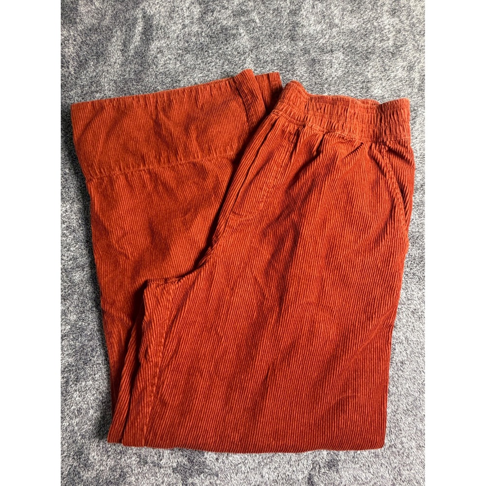 Maeve Anthropologie Womens Orange Corduroy Wide Leg Elastic Waist Pants Medium